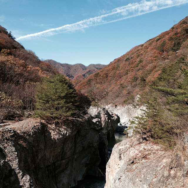 龍王峡ムササビ橋から